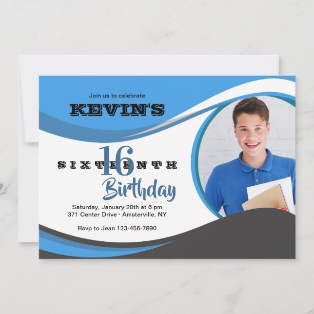 Cartão de Foto Blue Wave (Frente)