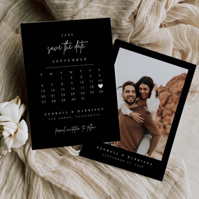 Cartão de Foto com Calendário de Salvar a Data do  (Criador carregado)