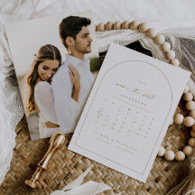 Cartão de Foto com Calendário Minimalista Arco par
