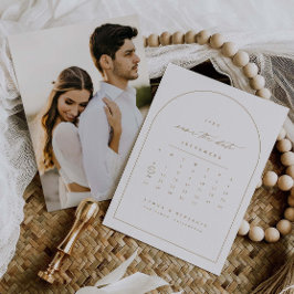 Cartão de Foto com Calendário Minimalista Arco par