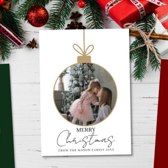 cartão de foto com enfeite de Natal Feliz Natal (Criador carregado)