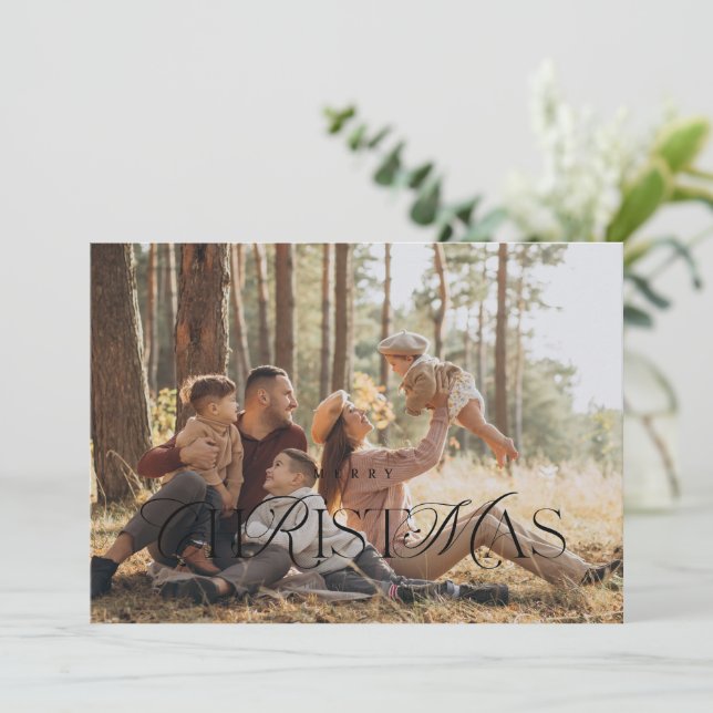 Cartão de Foto com Tipografia de Natal Alegre (Em pé/Frente)