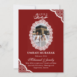 Cartão de Foto Customizado Burgundy Vermelho Umrah