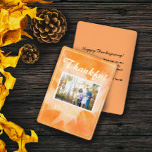Cartão de Foto de Ação de Graças com Aquarela Rúst