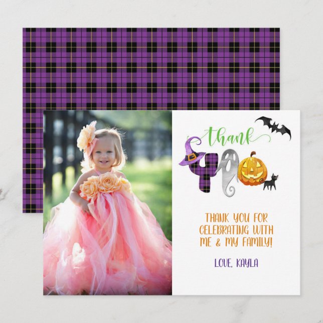 Cartão de Foto de Agradecimento Boo Bash (Frente/Verso)