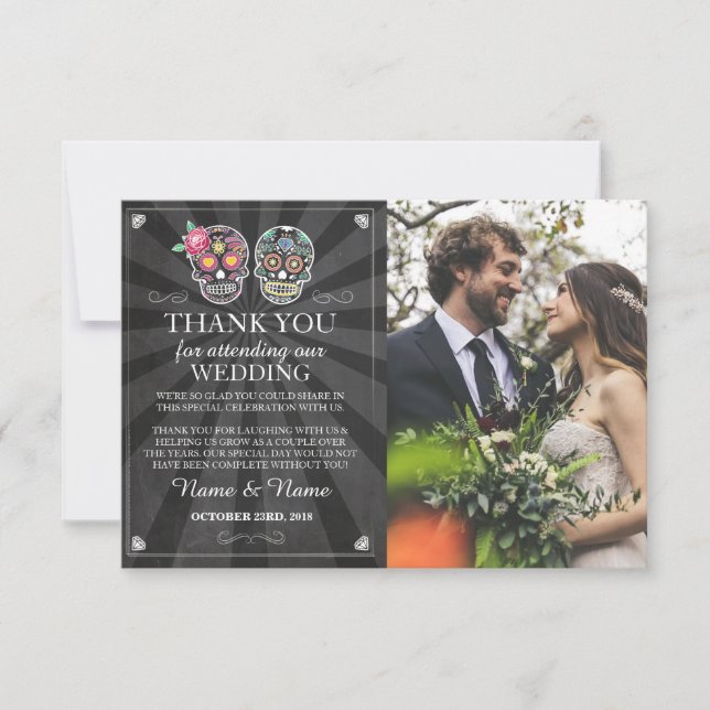 Cartão de Foto de Agradecimento Caveiras Halloween (Frente)