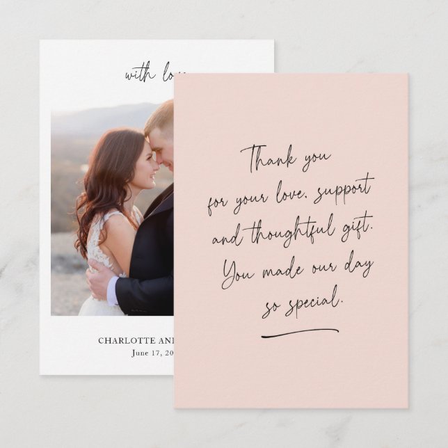 Cartão de Foto de Agradecimento Chic Script Swash (Frente/Verso)