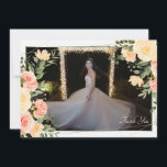 Cartão de Foto de Agradecimento com Moldura de Ros<br><div class="desc">Uma bela flor de aquarela com rosas amarelas e cor de pêssego. Basta adicionar sua foto favorita para torná-la sua. Espaço amplo na parte de trás para seus sentimentos. (Vector criado por asrulaqroni - www.freepik.com). O cartão é fácil de personalizar com sua redação, fonte, cor da fonte, opções de forma...</div>
