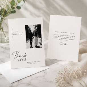 Cartão de Foto de Agradecimento de Casamento com L