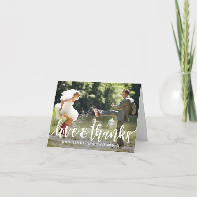 Cartão de Foto de Agradecimento de Casamento com R (Frente)