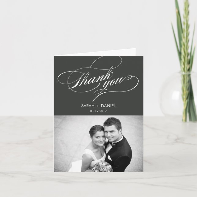 Cartão de Foto de Agradecimento de Casamento ELEGA (Frente)