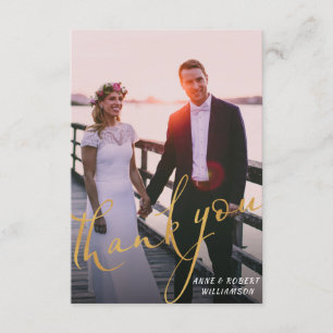 cartão de foto de agradecimento de casamento em le