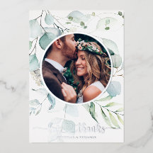 Cartão de Foto de Agradecimento de Casamento Flora