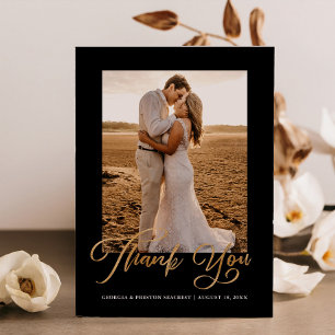 Cartão de Foto de Agradecimento de Casamento Minim