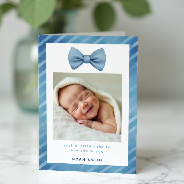 Cartão de Foto de Agradecimento do Chá de Bebê com (Little Man, thank you card)