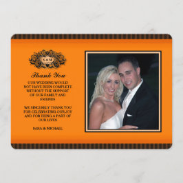 Cartão de Foto de Agradecimento - Laranja e Preto