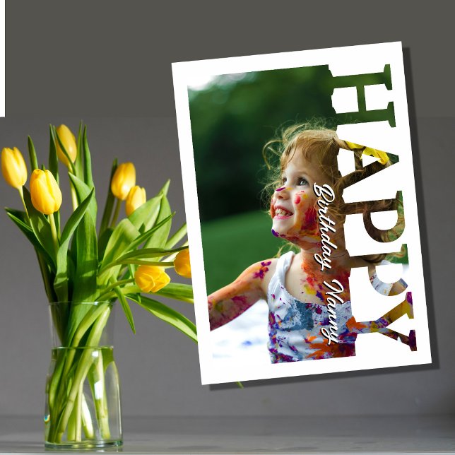 Cartão de Foto de Aniversário da Babá | Personaliz (Criador carregado)