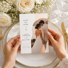 Cartão de Foto de Anúncio de Casamento Ondulado Di