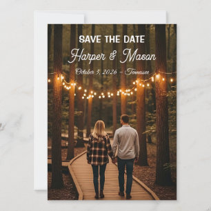 Cartão de Foto de Anúncio de Data de Casamento com