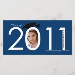 Cartão de foto de anúncio de formatura azul marinh
