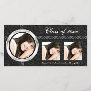 Cartão de Foto de Anúncio de Formatura Preto Quent