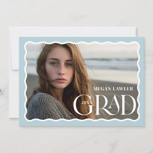 Cartão de Foto de Anúncio de Graduação na Moda Azu (Frente)