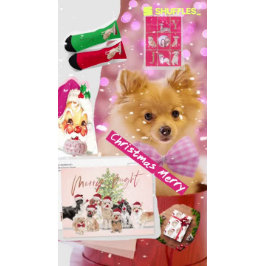 Cartão de Foto de Cães de Natal Alegre Brilhante