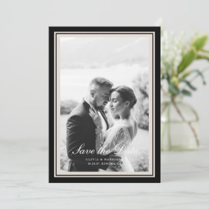 Cartão de Foto de Casamento Black Tie para Salvar