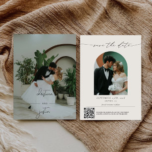 Cartão de Foto de Casamento com Código Qr de Letra