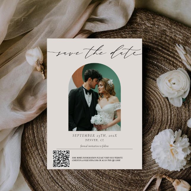Cartão de Foto de Casamento com Código Qr de Letra (Criador carregado)
