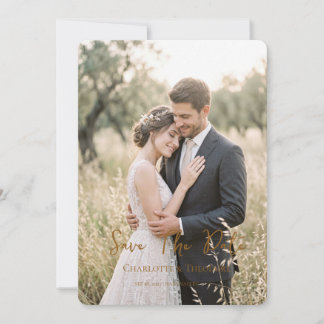 Cartão de Foto de Casamento com Letra Moderna para