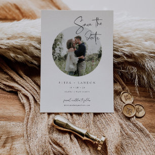 Cartão de Foto de Casamento com Script Moderno par