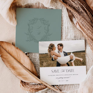 Cartão de Foto de Casamento Jacquard Crest Save th