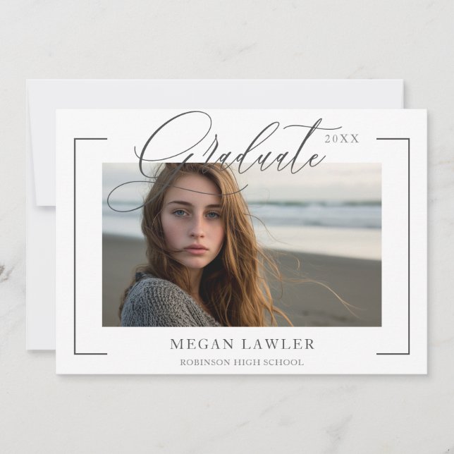 Cartão de foto de convite de festa de graduado com (Frente)