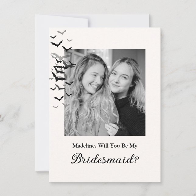 Cartão de Foto de Dama de Honra de Morcego Preto G (Frente)