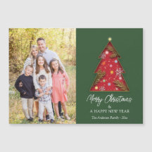 Cartão de Foto de Família Árvore de Natal Festivo 