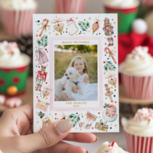 Cartão de Foto de Família Natalício Festivo