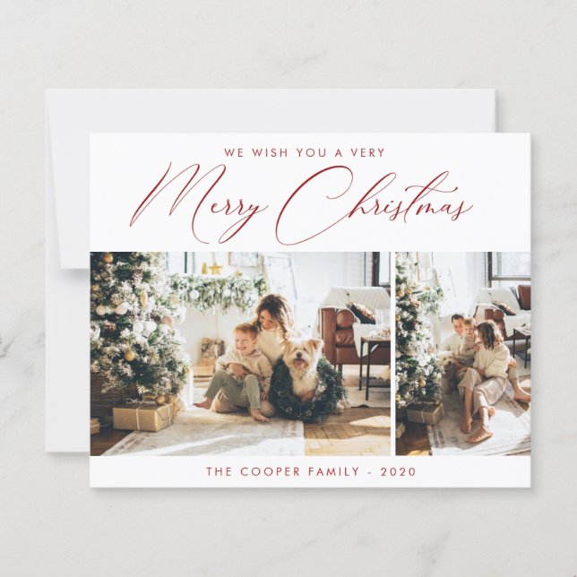 Cartão de Foto de Feriado | Natal Moderno (Frente)