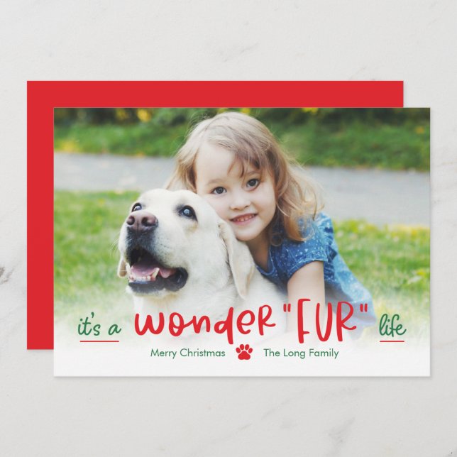 Cartão de Foto de Férias de Pet Vida Wonderfur (Frente/Verso)