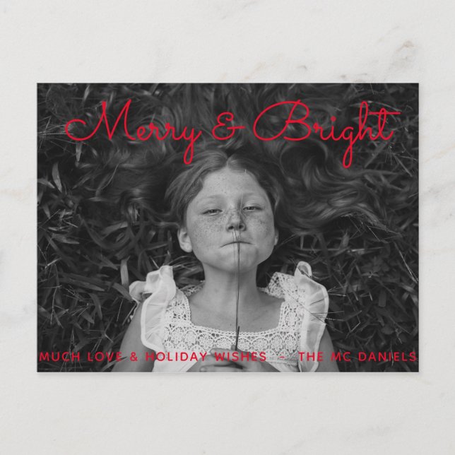 Cartão de Foto de Férias Merry & Bright Editável (Frente)