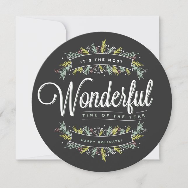 Cartão de Foto de Férias Redondo com Ramalhetes Sa (Frente)