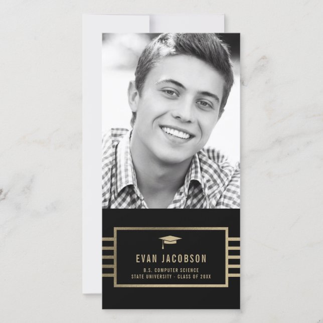 Cartão de Foto de Formatura com Cor EDITÁVEL da Ta (Frente)