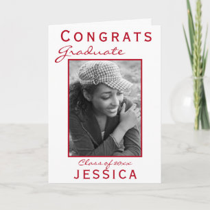 Cartão de Foto de Formatura de Parabéns Vermelho M