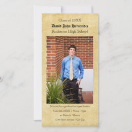 Cartão de Foto de Formatura em Papel Antigo
