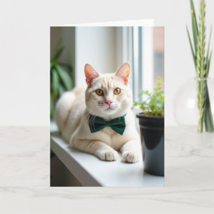 Cartão de Foto de Gato com Gravata Borboleta Elega
