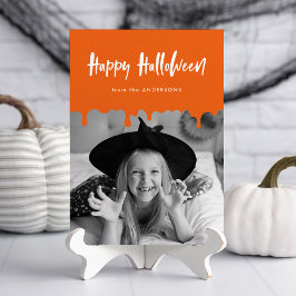 Cartão de Foto de Halloween de Laranja Sangrando
