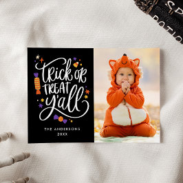 Cartão de Foto de Halloween 'Trick or Treat Y'all'