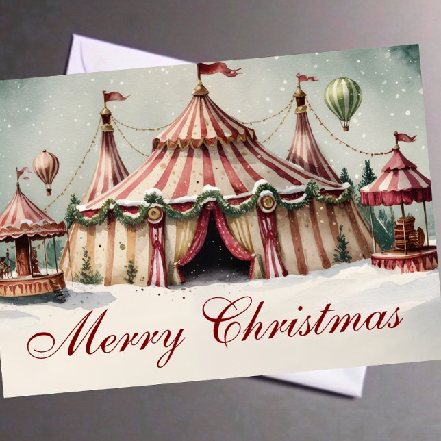Cartão de Foto de Natal Circense com Aquarela Rúst (Criador carregado)
