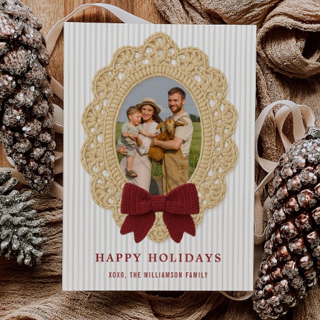 Cartão de Foto de Natal com Moldura de Crochê Acon (Cozy Christmas Crochet Frame Holiday Photo Card)