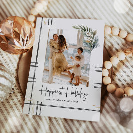 Cartão de foto de Natal moderno xadrez escrito